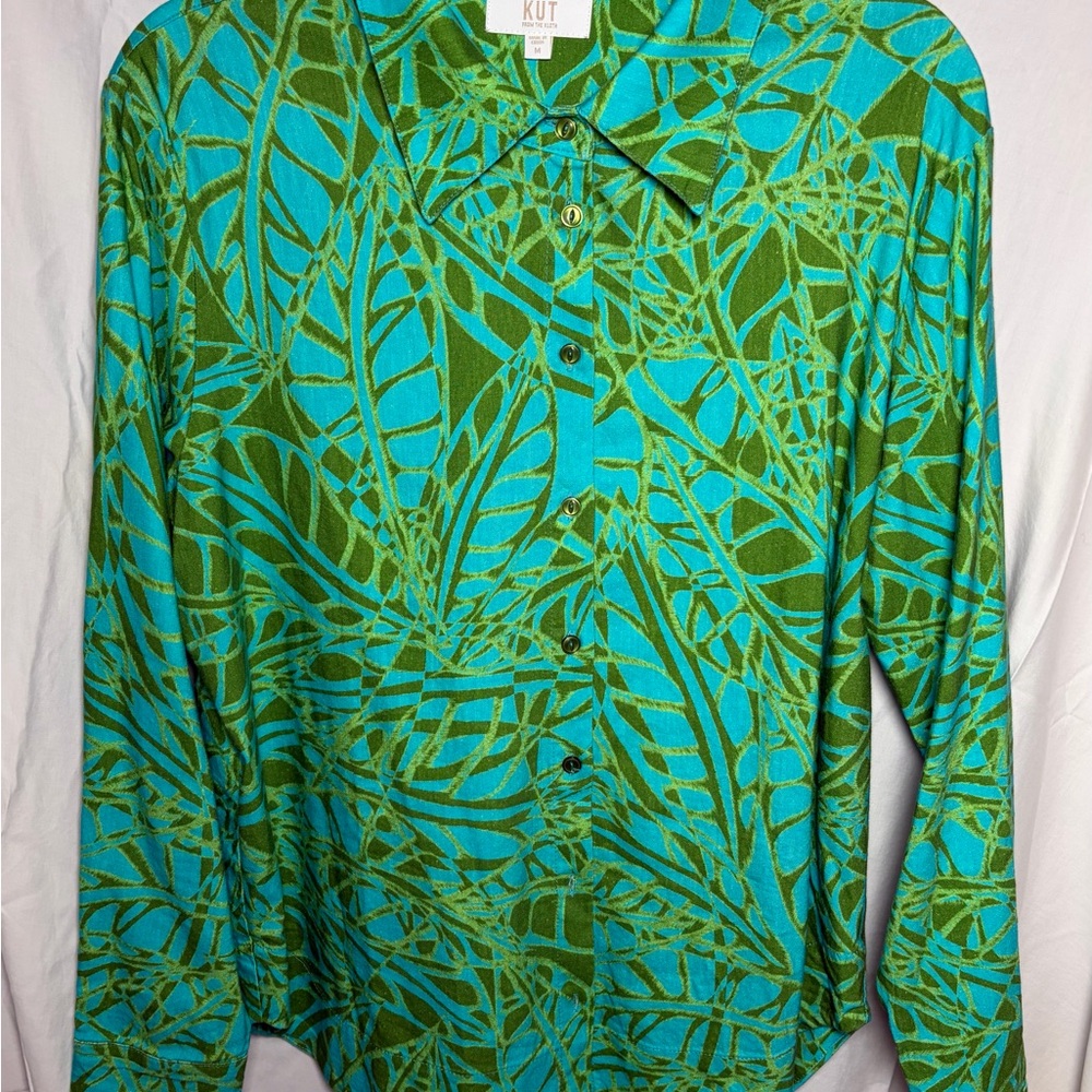 Kut from the Kloth women’s Green and Blue Patterned Shirt